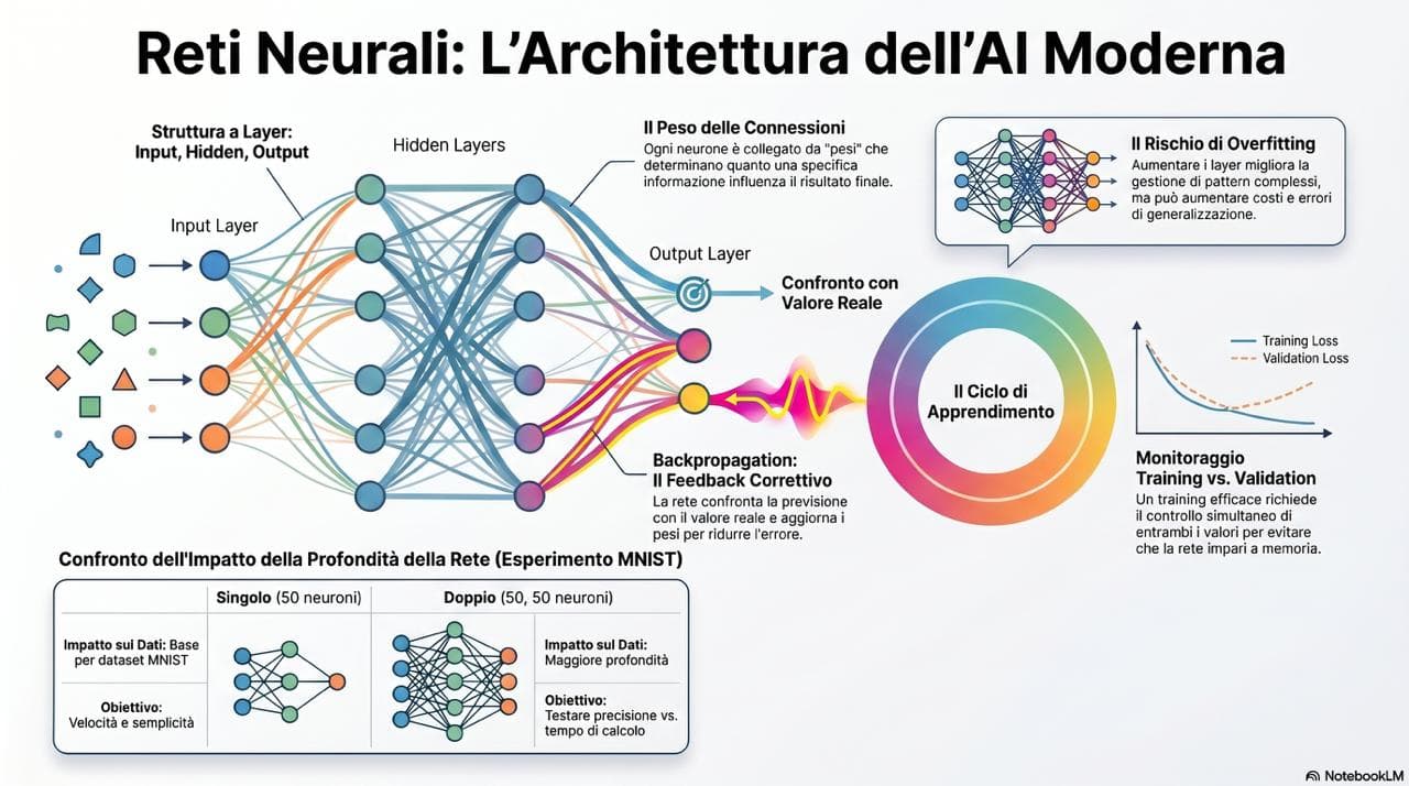 Anteprima infografica Reti Neurali: L'Architettura dell'AI Moderna