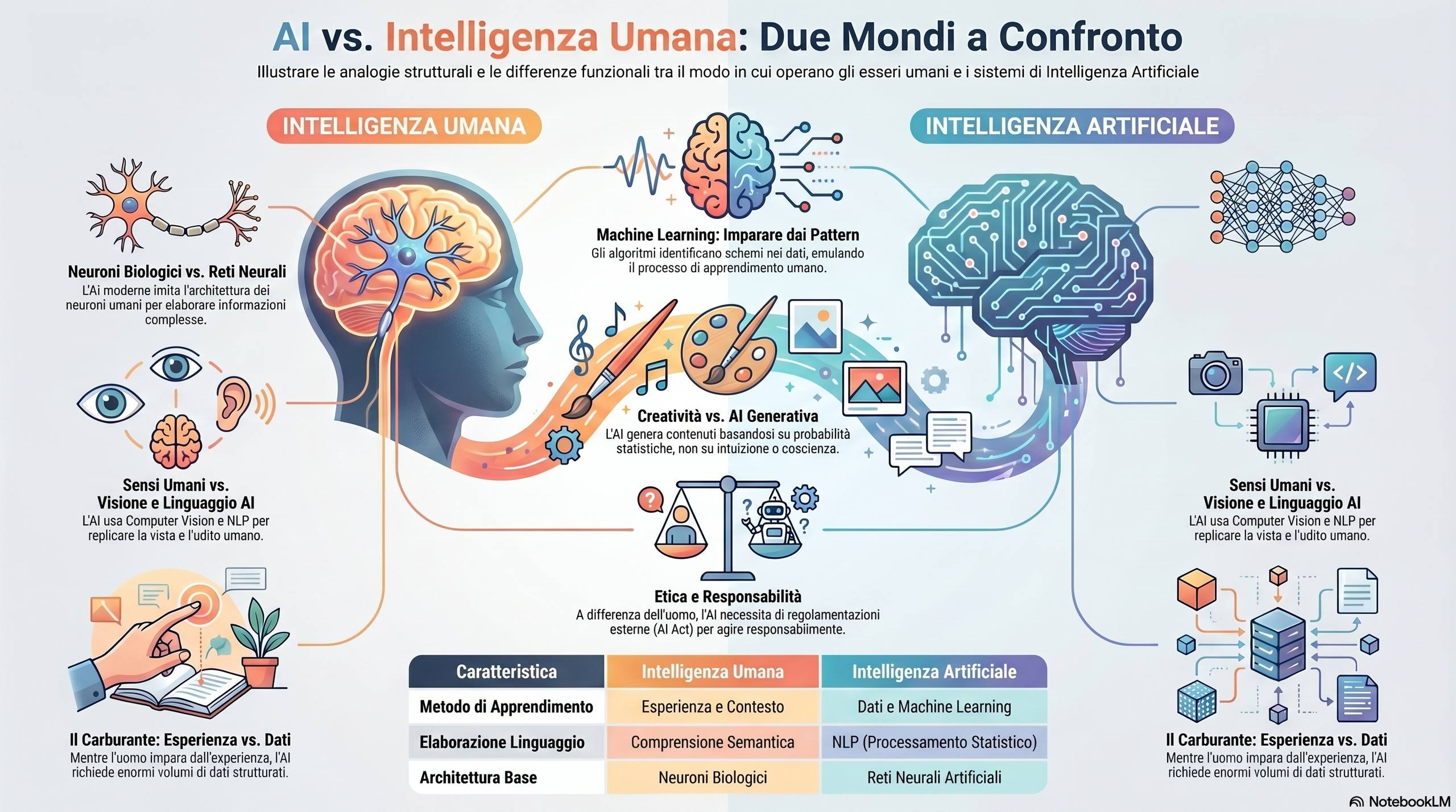 AI vs Intelligenza Umana — visual